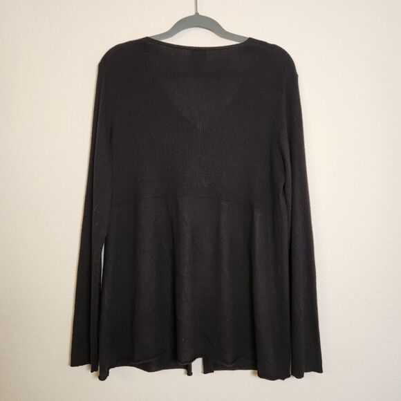 Eileen Fisher Black Silk Cashmere Button Front Cardigan | Size L - Picture 6 of 9